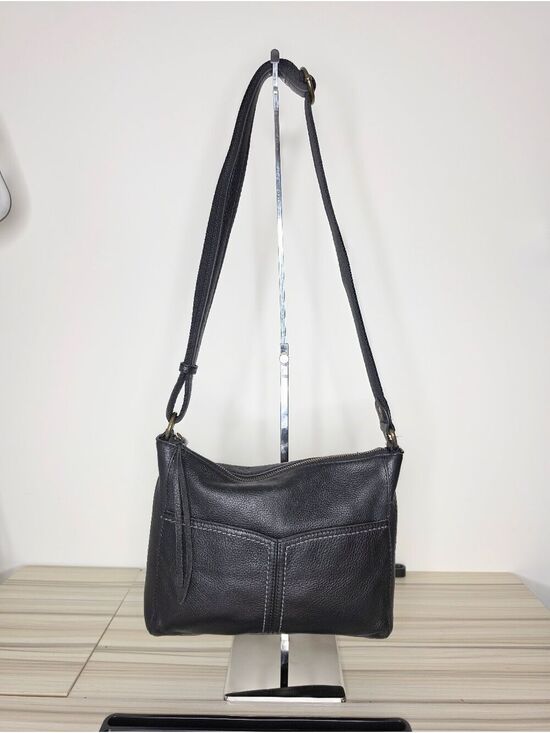 The Sak Handbags - The Sak Black Leather Crossbody with Front Pocket